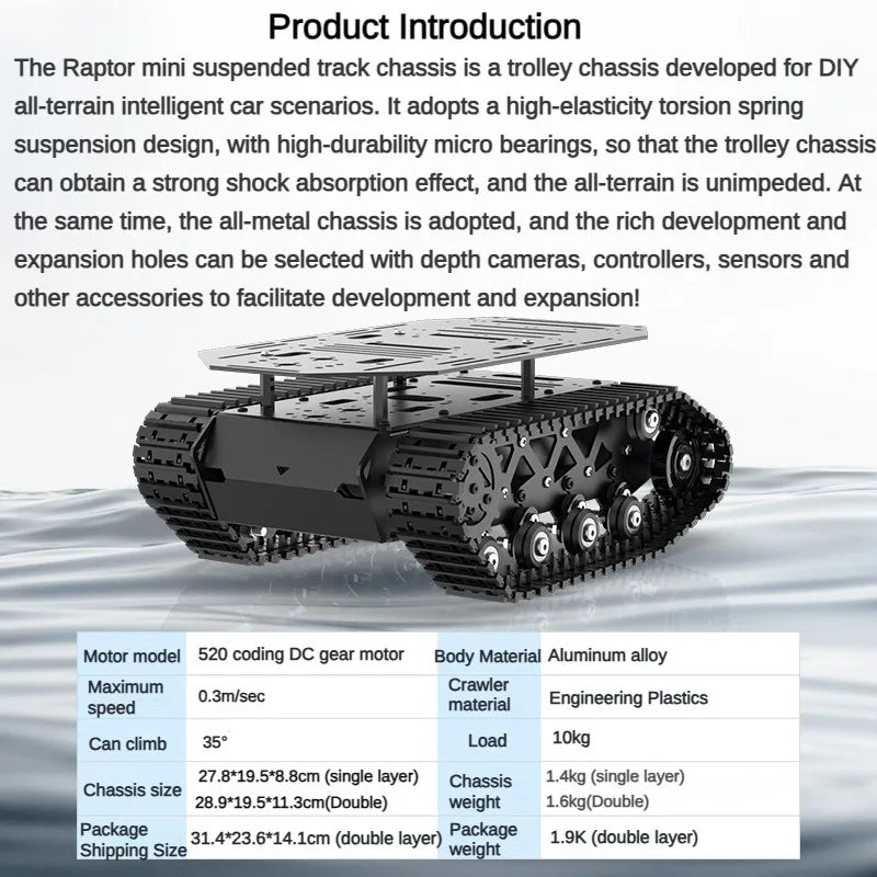 10KG Load Strong Shock Absorption Tank Chassis with Motor Suspension