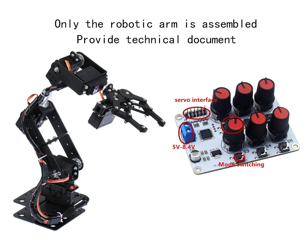 6 DOF Programmable Robotic Arm Kit – DIY Arduino & Raspberry Pi Compatible Robot Arm