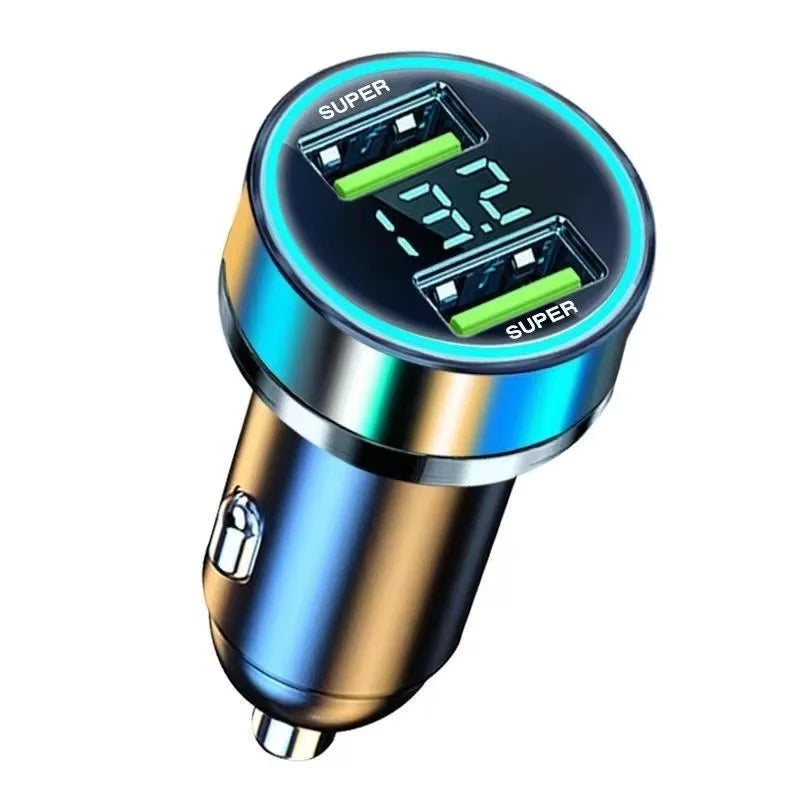 240W Car Charger with Digital Display – Dual USB Fast Charging (120W + PD 20W Options)