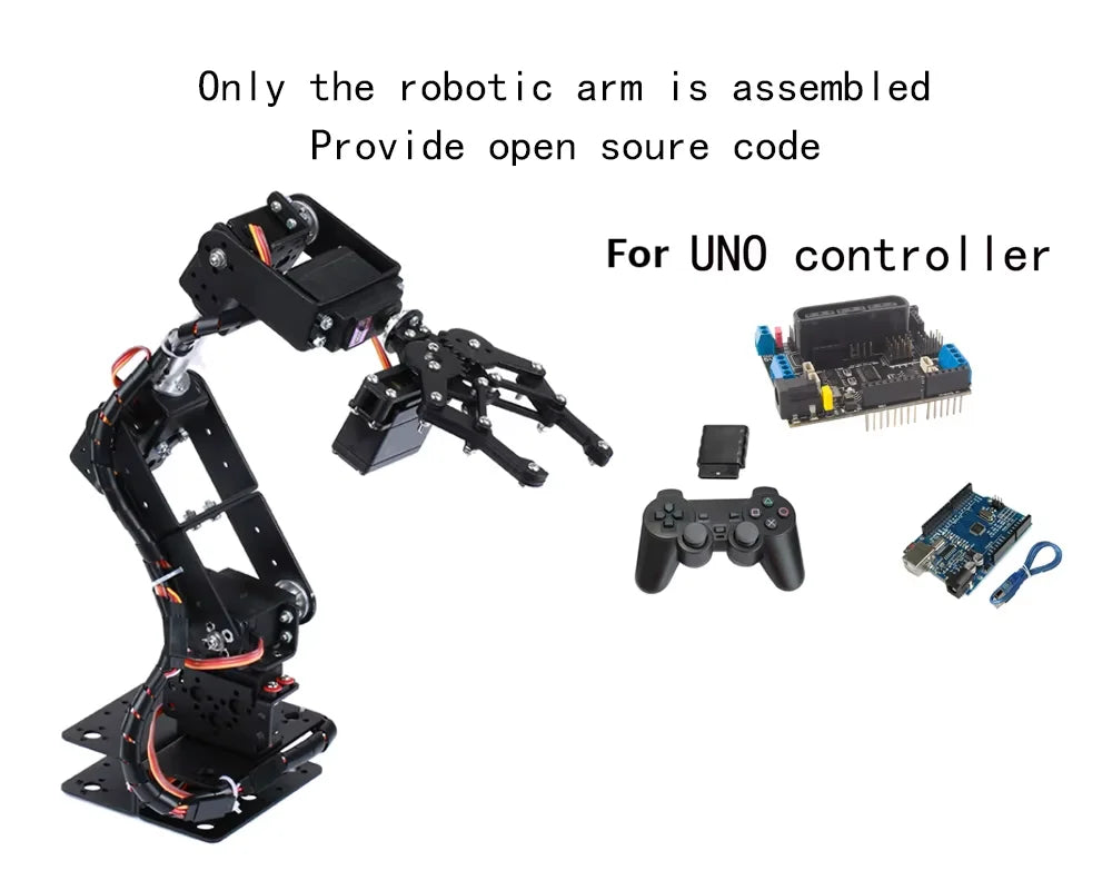 6 DOF Programmable Robotic Arm Kit – DIY Arduino & Raspberry Pi Compatible Robot Arm
