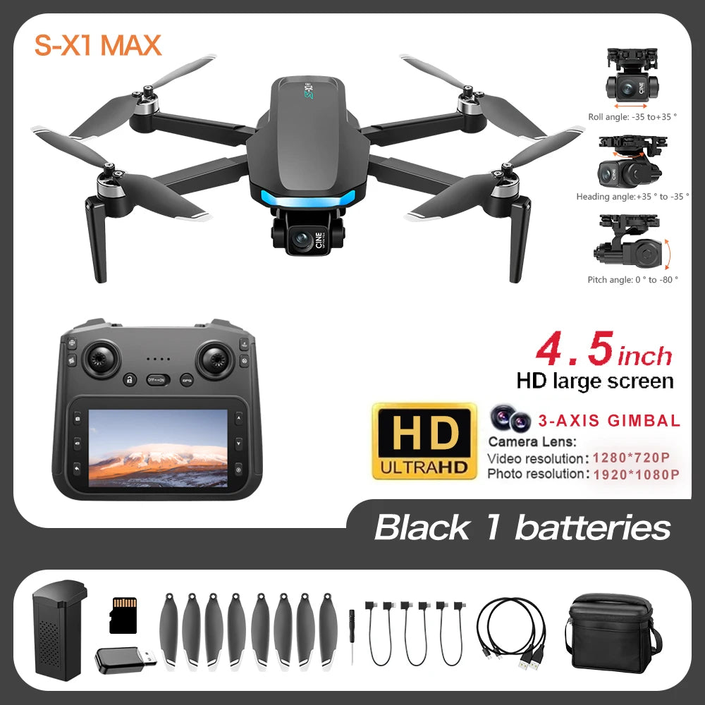 New S-X1 MAX GPS Drone Professional 4K Camera 3-axis