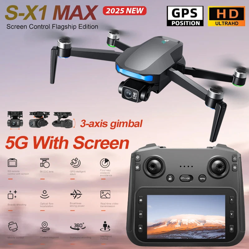 New S-X1 MAX GPS Drone Professional 4K Camera 3-axis
