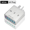 65W Universal Travel Charger – 6 USB Ports Fast Charging with EU, US, UK & KR Plug