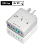 65W Universal Travel Charger – 6 USB Ports Fast Charging with EU, US, UK & KR Plug