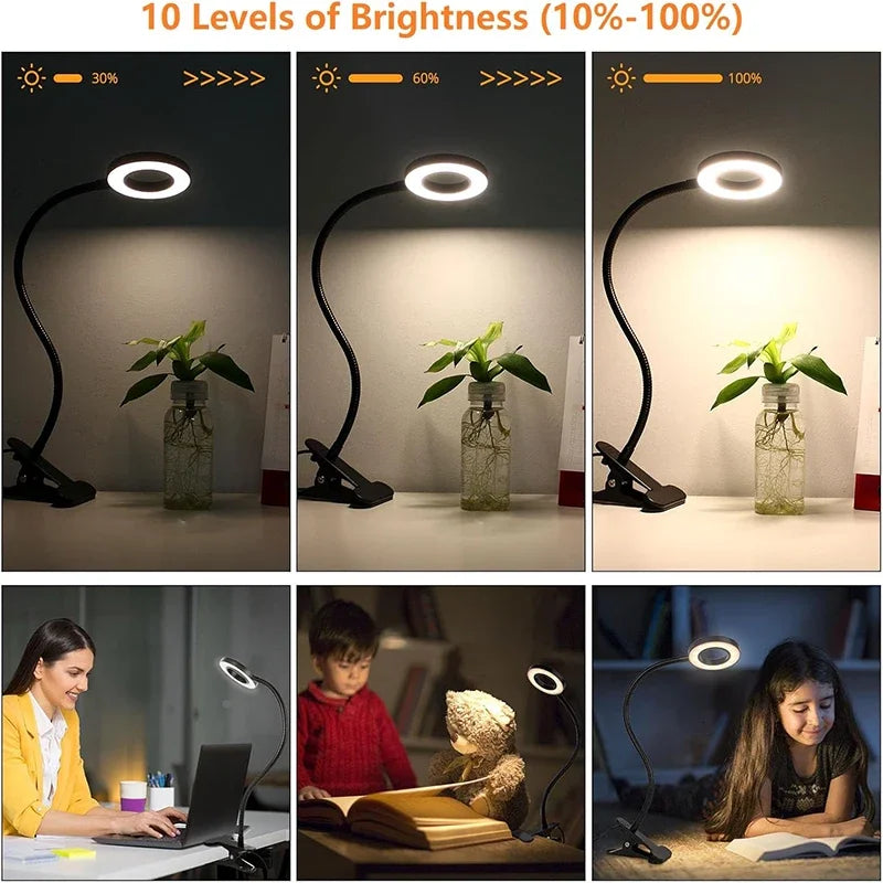 USB Reading Desk Lamp - 3 Modes & 10 Dimming Levels