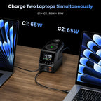240W GaN Charging Station 10-in-1 – 4×140W USB-C PD3.1 + Wireless Charger & Digital Clock