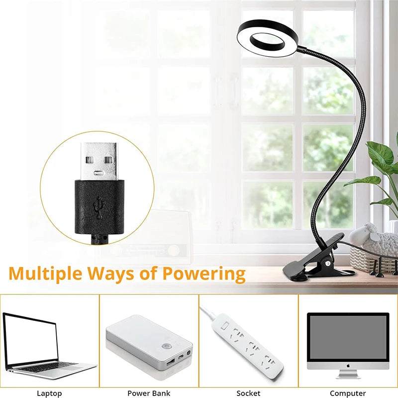 USB Reading Desk Lamp - 3 Modes & 10 Dimming Levels