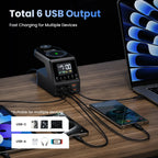 240W GaN Charging Station 10-in-1 – 4×140W USB-C PD3.1 + Wireless Charger & Digital Clock