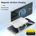 50000mAh Magnetic Wireless Power Bank – 15W Fast Charging, Built-in Cables, 6 Outputs Portable Charger