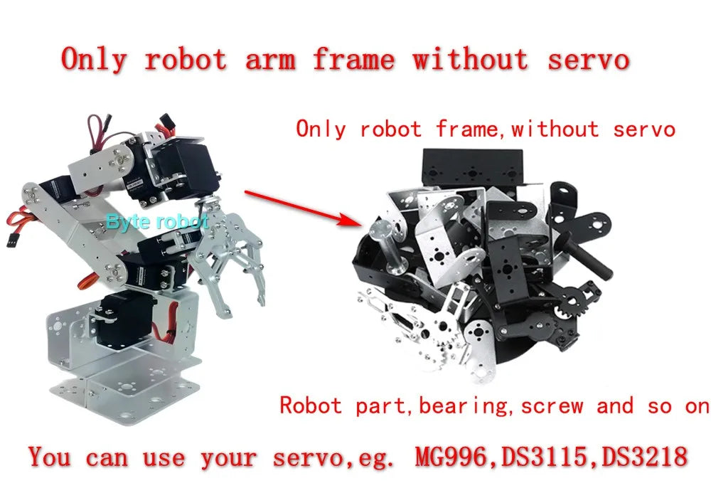 6 DOF Programmable Robotic Arm Kit – DIY Arduino & Raspberry Pi Compatible Robot Arm