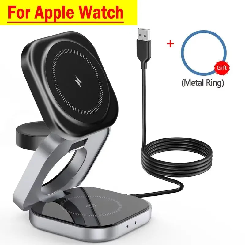 Foldable 3-in-1 Magnetic Wireless Charger – 30W Fast Charging Stand for iPhone, AirPods & Apple Watch