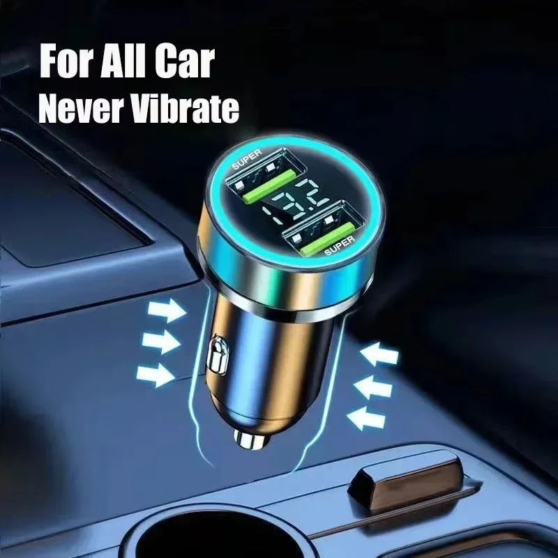 240W Car Charger with Digital Display – Dual USB Fast Charging (120W + PD 20W Options)
