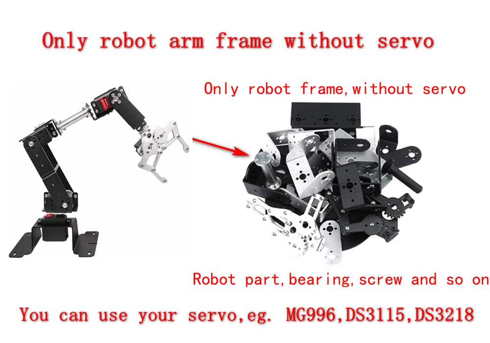 6 DOF Programmable Robotic Arm Kit – DIY Arduino & Raspberry Pi Compatible Robot Arm