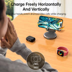 Foldable 3-in-1 Magnetic Wireless Charger 30W – Rotating Stand for iPhone, AirPods & Apple Watch
