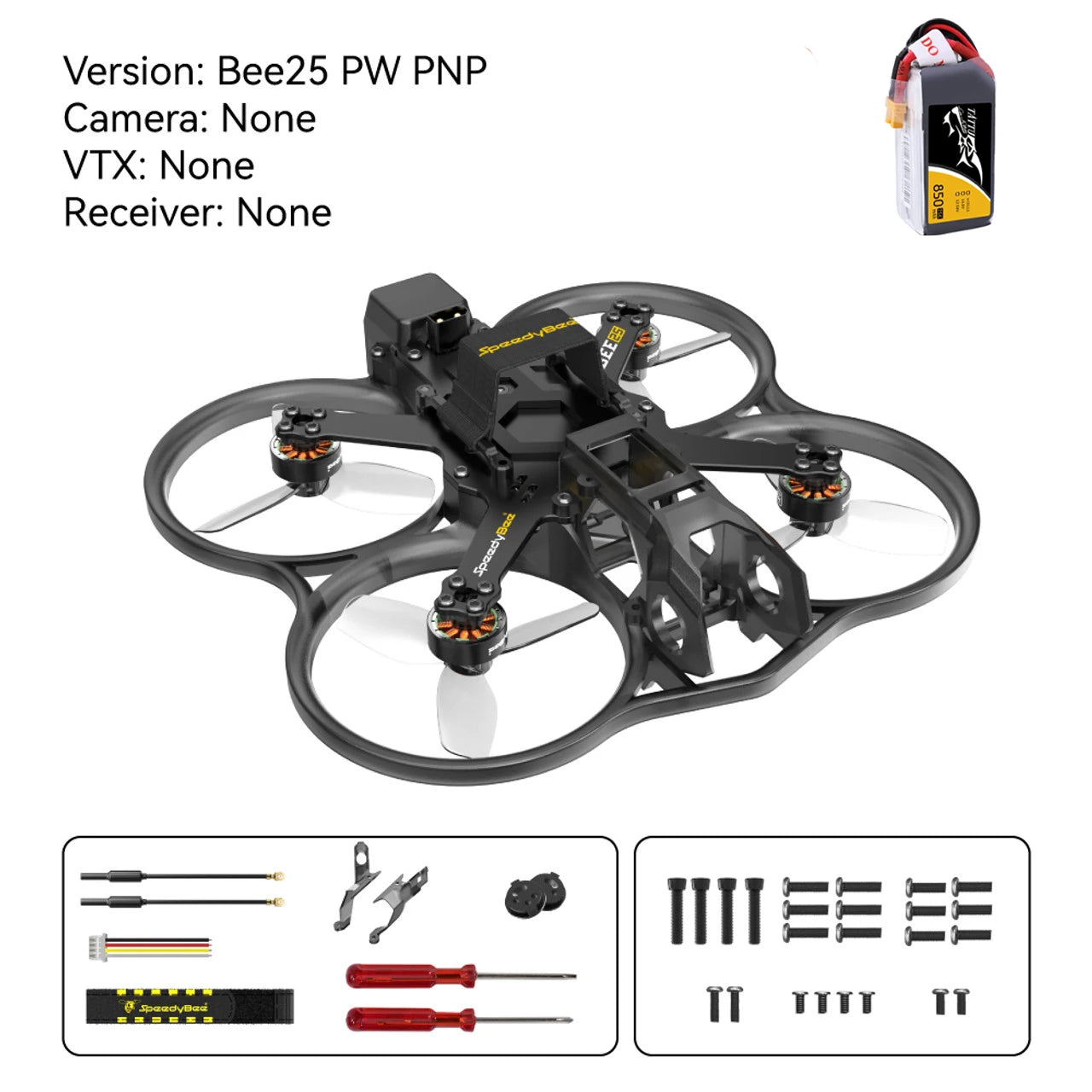 SpeedyBee Bee25 2.5” FPV Drone Frame – 4K Ready Lightweight Racing Drone (ELRS / TBS Compatible)