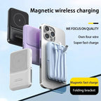 50000mAh Magnetic Wireless Power Bank – 15W Fast Charging, Built-in Cables, 6 Outputs Portable Charger