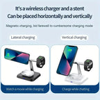 3-in-1 Magnetic Wireless Charger Stand 30W – Fast Charging Dock for iPhone, AirPods & Apple Watch
