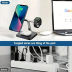 3-in-1 Magnetic Wireless Charger Stand 30W – Fast Charging Dock for iPhone, AirPods & Apple Watch