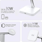 3-in-1 Magnetic Wireless Charger Stand 30W – Fast Charging Dock for iPhone, AirPods & Apple Watch