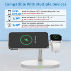 3-in-1 Magnetic Wireless Charger Stand – Fast Charging Dock for iPhone, Apple Watch & AirPods