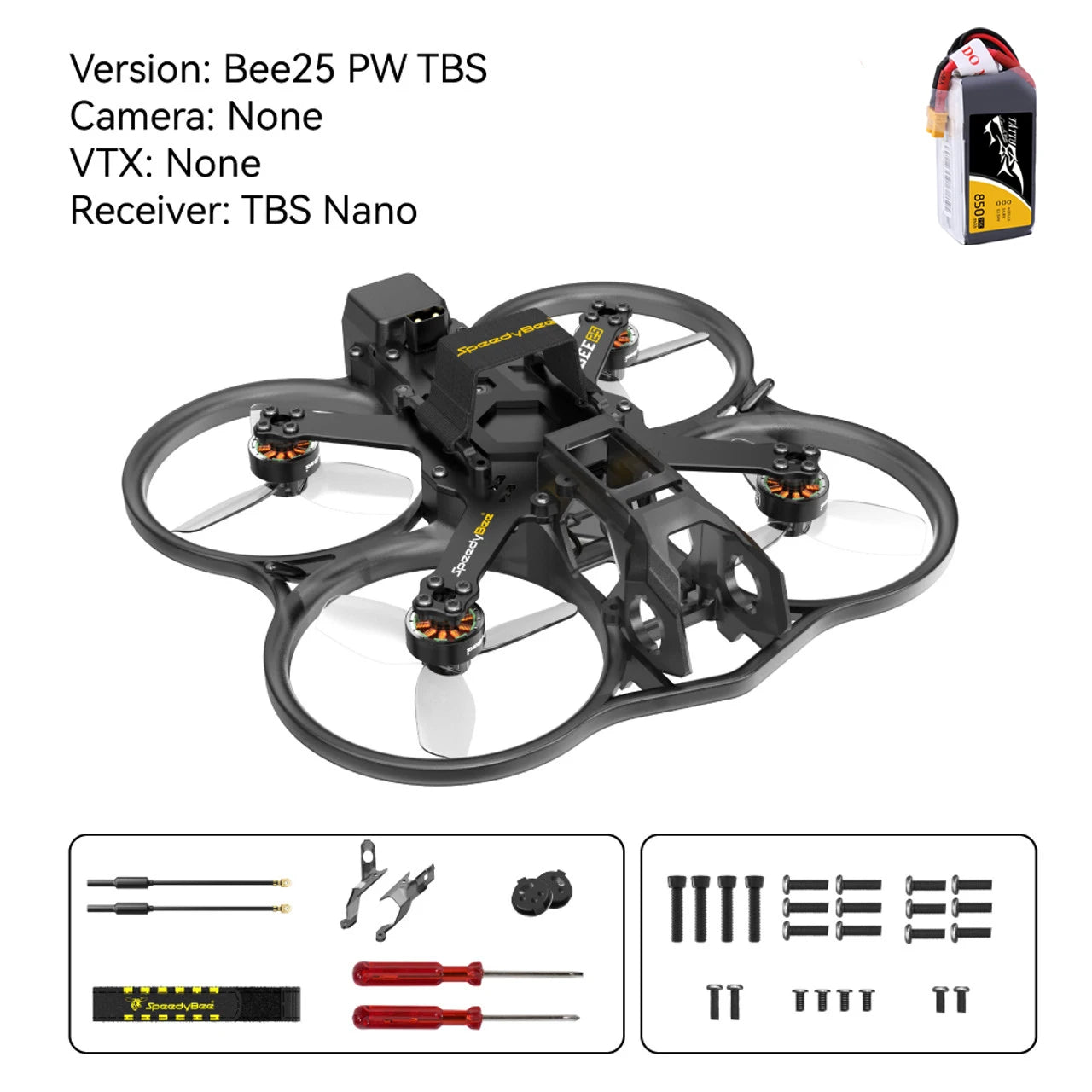 SpeedyBee Bee25 2.5” FPV Drone Frame – 4K Ready Lightweight Racing Drone (ELRS / TBS Compatible)