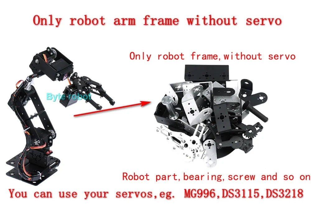 6 DOF Programmable Robotic Arm Kit – DIY Arduino & Raspberry Pi Compatible Robot Arm