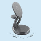 Foldable 3-in-1 Magnetic Wireless Charger 30W – Rotating Stand for iPhone, AirPods & Apple Watch