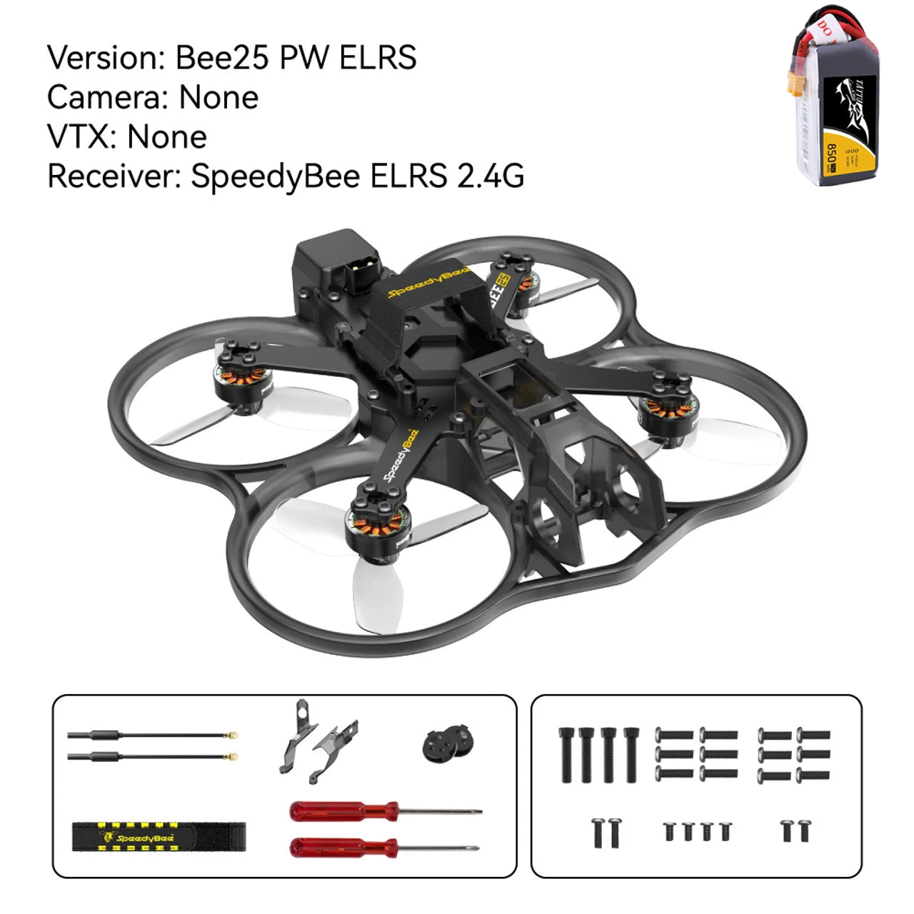 SpeedyBee Bee25 2.5” FPV Drone Frame – 4K Ready Lightweight Racing Drone (ELRS / TBS Compatible)