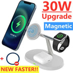 3-in-1 Magnetic Wireless Charger Stand – Fast Charging Dock for iPhone, Apple Watch & AirPods