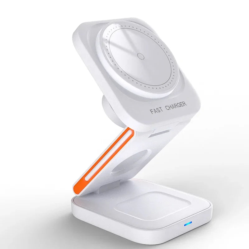 Foldable 3-in-1 Magnetic Wireless Charger – 30W Fast Charging Stand for iPhone, AirPods & Apple Watch