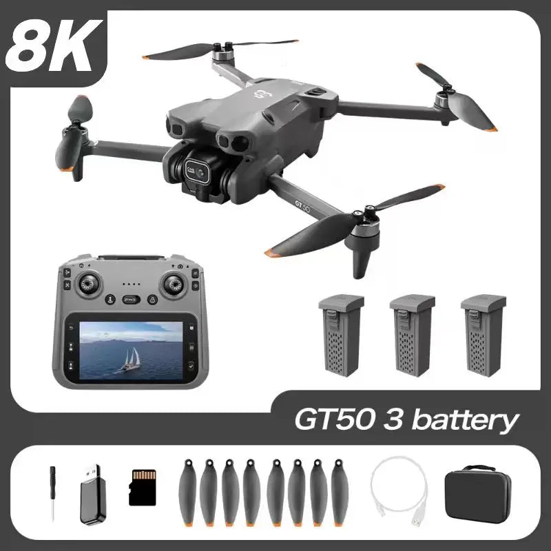GT50 8K Dual Camera GPS Drone – Foldable Brushless Quadcopter with Obstacle Avoidance & Screen Remote