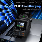 240W GaN Charging Station 10-in-1 – 4×140W USB-C PD3.1 + Wireless Charger & Digital Clock