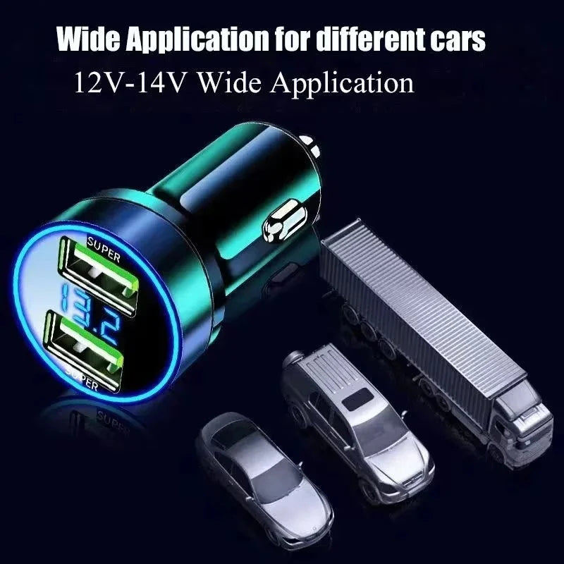 240W Car Charger with Digital Display – Dual USB Fast Charging (120W + PD 20W Options)