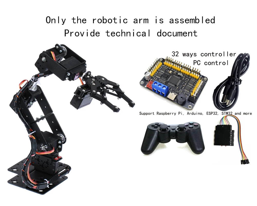6 DOF Programmable Robotic Arm Kit – DIY Arduino & Raspberry Pi Compatible Robot Arm