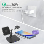 3-in-1 Magnetic Wireless Charger Stand 30W – Fast Charging Dock for iPhone, AirPods & Apple Watch