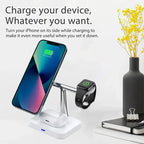 3-in-1 Magnetic Wireless Charger Stand 30W – Fast Charging Dock for iPhone, AirPods & Apple Watch
